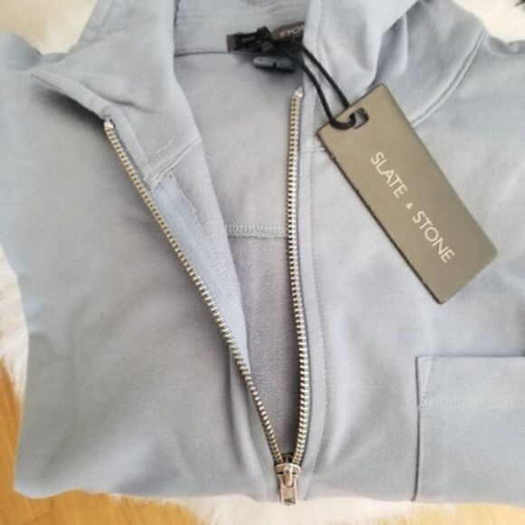 Slate and Stone Zip French Terry Sweatshirt, Light Blue, Size, Large, NWT - Picture 4 of 8